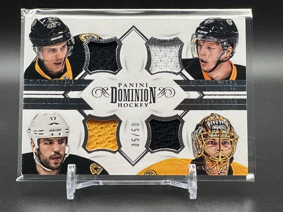 2013 Dominion Quad Jerseys /50 Marchand Spooner Chara Rask Boston Bruins - Image 1 of 2