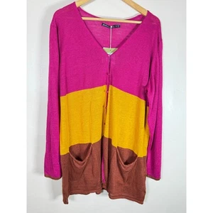 NEU Gudrun Sjoden Strickjacke 100 % Leinen Strick lang Lagenlook Coastal XL UVP 129 $ - Bild 1 von 8