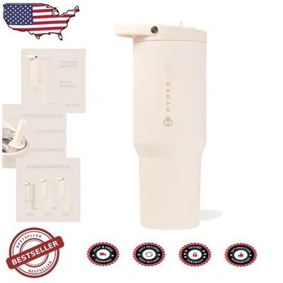 Vaso de acero inoxidable de 40 oz, crema, botella de agua aislada a prueba de fugas Foto 1 de 4