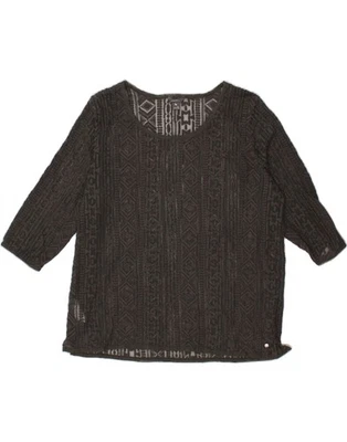 EDDIE BAUER Womens 3/4 Sleeve Blouse Top UK 18 XL Grey Fair Isle Polyamide CA12 - Image 1 of 3