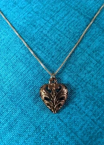Beautiful JJT Italy Sterling Silver Gold Plated Necklace Open Work Heart Pendant - Picture 1 of 9