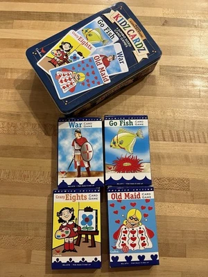 2000 Cardinal Kids Collection Kidz Cardz 4 Jumbo Sized Card Games In Storage Tin - Image 1 of 4