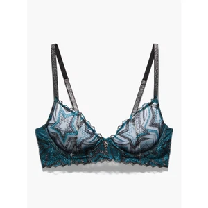 Savage X Fenty Shining Star Embroidered Unlined Demi Bra Wildflower Blue 36B - Picture 1 of 10