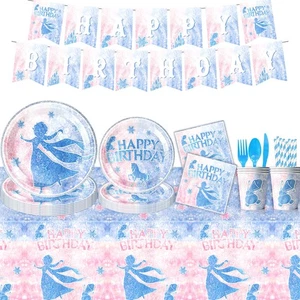 New Frozen Party Suppliers Tableware Banner Balloons Girls Birthday Decorations - Picture 1 of 18