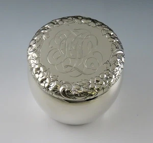 Antigua caja de tarro tocador de plata esterlina baja crujiente Shreve Art Nouveau de 1890 - Imagen 1 de 8