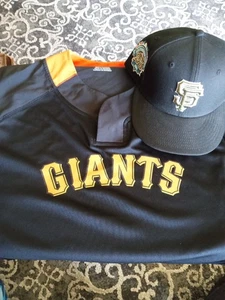 San Francisco Giants Cool Base 2XL Jersey Black/Orange + 25th Anniversary Hat - Picture 1 of 10