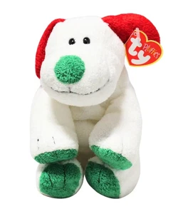 Juguete de peluche Ty Pluffies - Frost the White Dog, Navidad, MWMT - Imagen 1 de 6