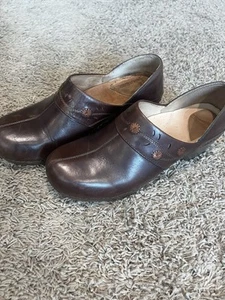 Dansko Prima Heel Clog Brown Floral Leather Women size 42 US 11.5-12 - Picture 1 of 6