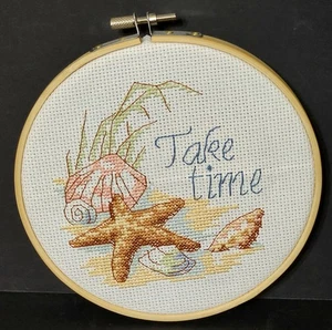 counted cross stitch completed framed Beach - Picture 1 of 3