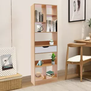 Wood Storage Organizer Bookcase 8 Shelves Cube Home Office Display Bookshelf NEW - Picture 1 of 14