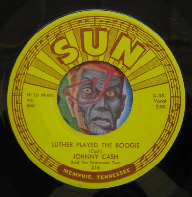 HEAR Johnny Cash 45 Luther Played Boogie/Thanks rockabilly country honky tonk M- - Image 1 of 2