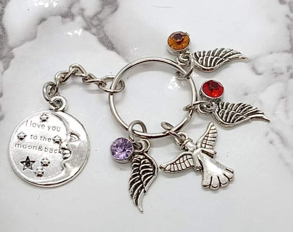 "Te amo a la luna y de vuelta" Llavero conmemorativo simpatía funeral regalo Foto 1 de 1