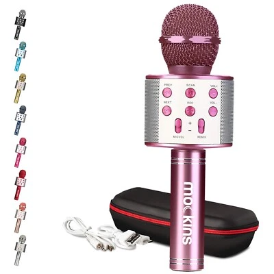 MICRÓFONO KARAOKE portátil inalámbrico Bluetooth mockins púrpura regalo navideño niños Foto 1 de 4