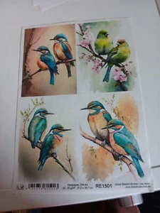 1 HOJA DE PAPEL DE ARROZ PARA ÁLBUM DE RECORTES NUEVO (RP83) AVES - Imagen 1 de 1