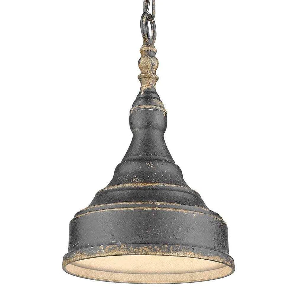 Golden Lighting Keating 1 Light Mini Pendant Antique Black Iron - 0806-sabi