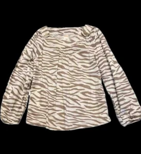 GYMBOREE SZ 7 “RIGHT MEOW”GIRLS LONG SLEEVE TIGER STRIPED TOP~BUTTON ACCENTS - Picture 1 of 8