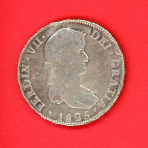 1825  POTOSI  BOLIVIA 8 REALES JL  COLONIAL FERDIN VII  KM : 84 VF. - Picture 1 of 2