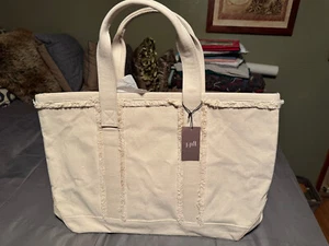 J Jill Bag Canvas Tote New Natural Cream Purse New with Tag - Picture 1 of 4