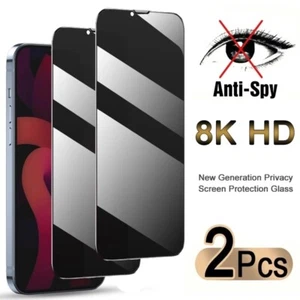 For iPhone 14 13 12 11 Pro Max Glass Privacy Tempered Screen Tempered Case - Foto 1 di 19