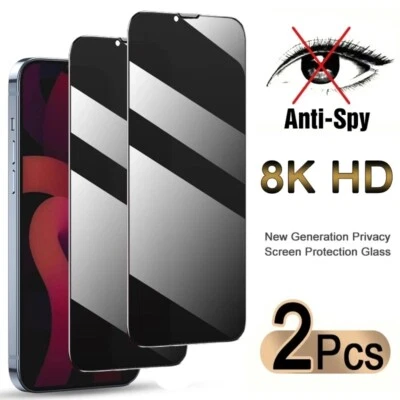 For iPhone 14 13 12 11 Pro Max Glass Privacy Tempered Screen Tempered Case - Image 1 of 4