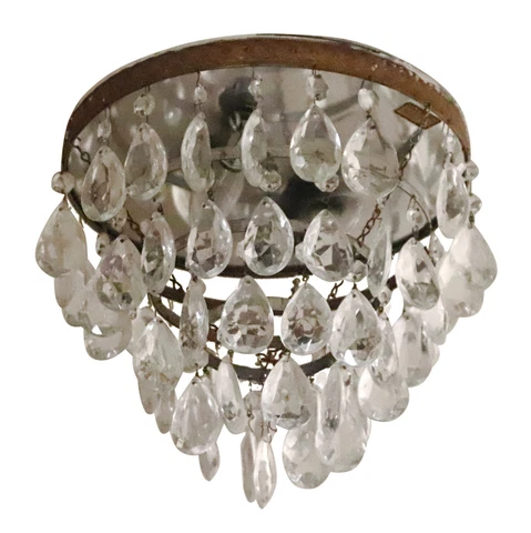 Waldorf Astoria Flush Mount Tear Drop Crystal Cake Light Cover