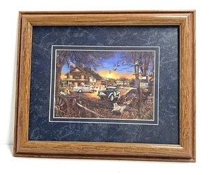 Framed Rustic Print Country General Store Americana Vintage Trucks Dogs - Picture 1 of 2