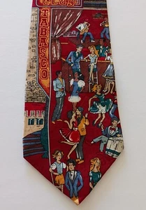 Tabasco Men's Tie Night Club Scene Multi Colored 100% Silk Made in USA Vintage - Picture 1 of 9