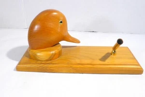Holz Handarbeit Hartholz Entenkopf Schreibtisch Stifthalter Vintage Büro Deko - Bild 1 von 12