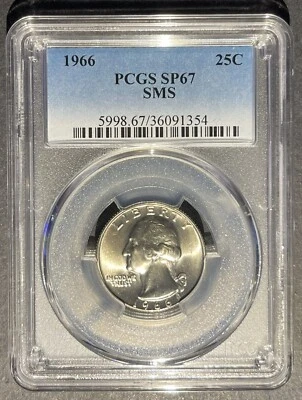 1966 SMS Washington Quarter PCGS SP-67, Buy 3 Items, Get $5 Off!! - Image 1 of 2