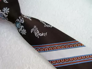 VINTAGE WIDE KIPPER GREY BLUE BROWN 4 INCH polyester NECKTIE TIE - Picture 1 of 5