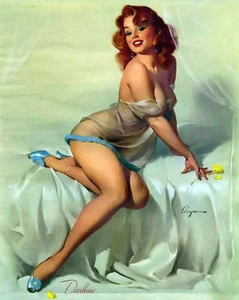 RETRO PINUP GIRL CANVAS PRINT Poster Gil Elvgren Darlene Bedside Manner 8X10" - Picture 1 of 1