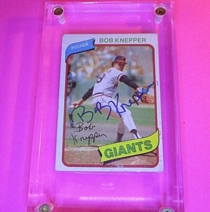 AUTOGRAPH 1980 Topps #111 BOB KNEPPER Giants, SIGNED Baseball card auto.