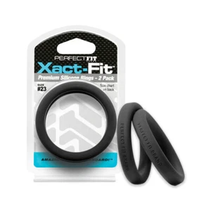 Perfect Fit Xact-Fit #23 2 Pack Black 2.3" Male Cock Ring Sexual Enhancer - Picture 1 of 2