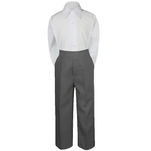 Juego de 2 piezas de pantalones blancos formales para niños bebés niños adolescentes gris oscuro S-20 - Imagen 1 de 2