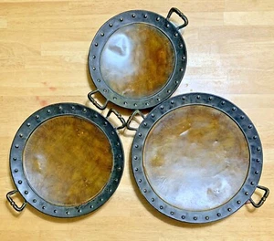 Rustic Metal Tray Set 3 With Handle Decorative Serving Tray Home Decor  - Picture 1 of 3