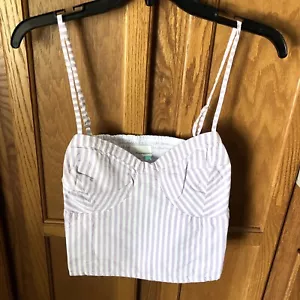 Anthropologie Bustier Purple & White Striped Corset Top Tank Straps Size Plus 1X - Picture 1 of 8