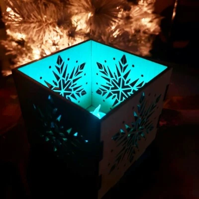 Caja de linterna de madera con soporte de luz para velas de té inspirado en Frozen Disney Foto 1 de 4