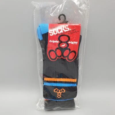 Triple Eight 8 Skateboard Socks Black Blue Orange Mens One Size NIP - Image 1 of 4