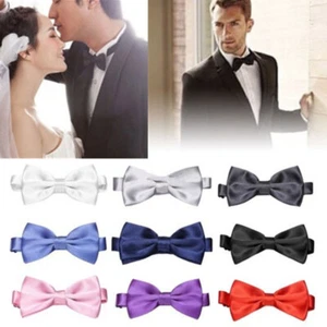Herren Smoking klassische reine Farbe Schmetterling Hochzeit Party Fliege Dekor - Bild 1 von 45