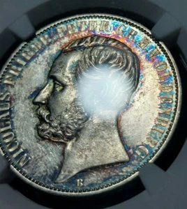 NGC Oldenburg 1866 1 Thaler AU 55 Silver Coin Germany German State Rare - Picture 1 of 10