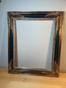 "Marco de madera negro dorado ornamentado vintage se adapta al arte 14"" X 18""" - Imagen 1 de 14