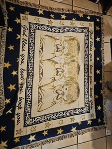Goodwin Weavers 3 Precious Moments Angels Throw God Bless You Vtg. AI - Picture 1 of 3