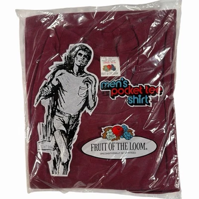 Camiseta De Colección Años 70 80 Fruit Of The Loom Bolsillo Para Hombre L - Rojo Oscuro Nueva de Lote Antiguo Sellada Foto 1 de 3
