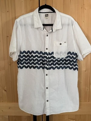 Polo REEF 2XL para hombre mezcla de algodón/lino blanco abotonado manga corta surf playa Foto 1 de 4