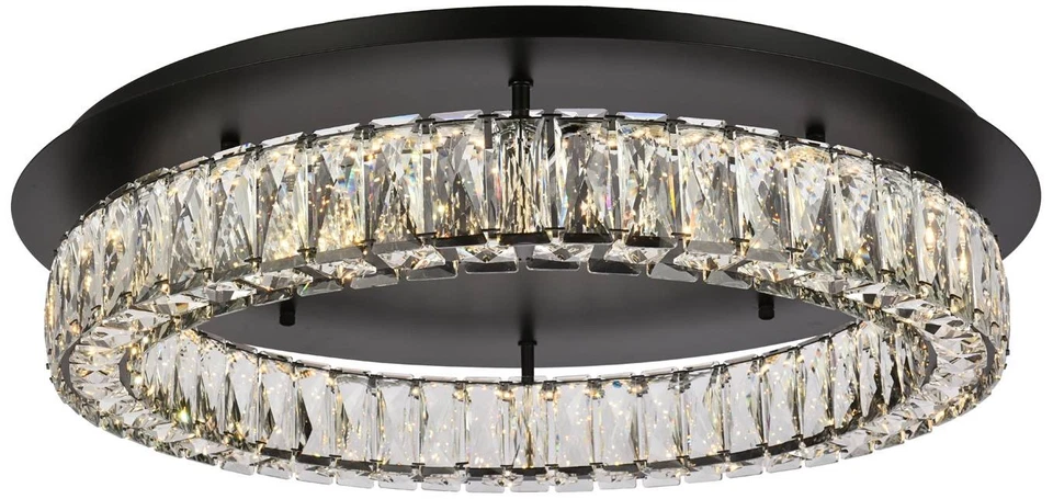 Elegant Lighting Monroe 26" Wide Black Crystal LED Ceiling Light - Image 1 of 1