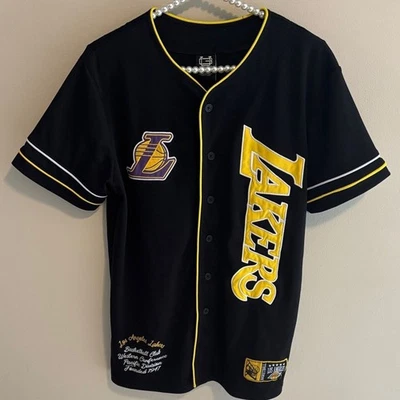 Black and Yellow Lakers Button-Up Jersey size small - Image 1 of 4