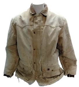 Mens 48-50 Carhartt Chore Coat Lined Brown Jacket WORN! - Picture 1 of 20