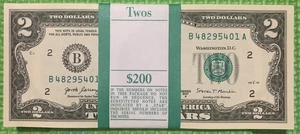 100 2017A $2 Uncirculated Notes in Sequential Serial # Order - BEP NYC $200FV - Picture 1 of 2