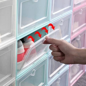 Household Thicken Transparent Stackable Shoe Box Dustproof Shoes Storage Box - Picture 1 of 9