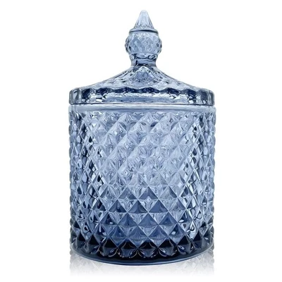 Tarro de algodón para el cuidado de la piel de vidrio colorido con tapa tarros de galletas de caramelo... Foto 1 de 4